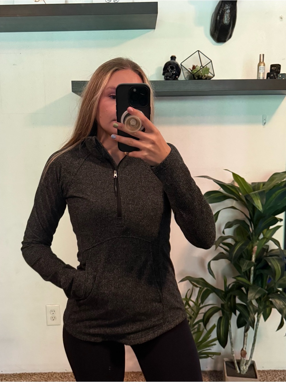 T.J.Maxx Women's Dark Heather Gray Half-Zip Pullover